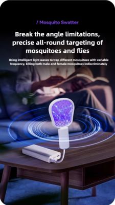 JZ 3 in 1 USB Type Portable Mosquito Lamp with Night Light and High Voltage Swatter Safe Wet Bug Zapper Solid State المزود