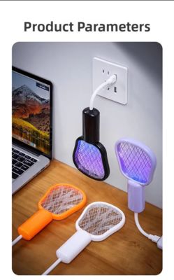 JZ 3 in 1 USB Type Portable Mosquito Lamp with Night Light and High Voltage Swatter Safe Wet Bug Zapper Solid State المزود
